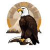 Eagle at sunrise over mountains