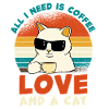 Coffee Cat Love Retro
