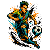 Neon Football Player, Action Art, Gift