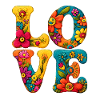 Flowers LOVE font motif