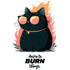 Cat with sunglasses in the fire