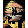 Moonlit night with black cat