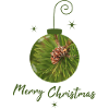 Green Christmas ball with pine cones