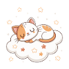 Chaton rêveur sur nuage