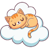 Sleeping kitten on cloud
