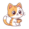 Cute Cat with Tea Heart Mug