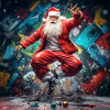 Santa Claus Graffiti Jump Breakdance