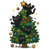 Christmas tree with naughty cats