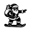 Santa on snowboard with gifts