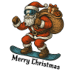 Santa Snowboard Merry Christmas