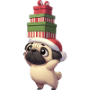 Cute Dog Pug Christmas Cartoon Clumsy