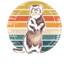 Retro pattern ferret in sunset