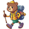 Cute Bear Hiking Camping Adventure Backpacker