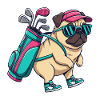 Lustiger Mops Golfer Cartoon Cooles Golftier