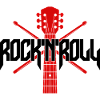 Rocknroll Guitar and Drumsticks Emblem