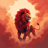 Mechanical Lion in Orange Skies