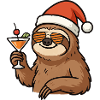 Entspanntes Faultier im Santa-Look