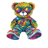 Bunter Bären-Teddy mit Sonnenbrille