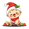 Funny Xmas baby in winter look