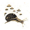 Mystische Pilz-Schnecke im Sternenhimmel