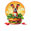 Burger Hund im Sonnenkreis