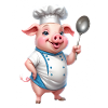 Cooking Pig Chef with Spoon