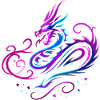 Mystischer Tribal-Drache in Neonfarben