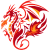 Tribal Dragon Flame Red Tattoo Style