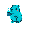 Blue Capybara with Coffee