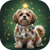 Chiot en guirlande de Noël