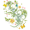 Verspieltes Blütenornament & zarter Schmetterling