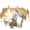 Bergwanderer Silhouette im Gebirge