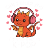 Kawaii Dragon écoutant la K-Pop