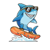Surfer shark with sunglasses Summer vacation
