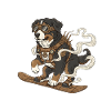 Chien steampunk Saint-Bernard sur snowboard
