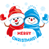 Two happy waving snowmen