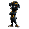 Streetwear dog with gold chain