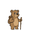 Adventure bear with walking stick