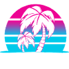 Miami Beach Palm Trees Sunset Retro