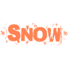 Snow lettering with snowflakes and snowboarders