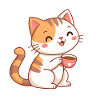 Chat kawaii au café