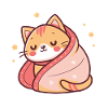Sleeper Cat Wrapped in Pink Stars