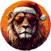 Lion with Santa hat and sunglasses