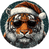 Tiger with Santa hat and sunglasses