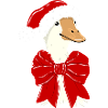 Christmas duck with red ribbon