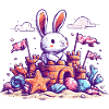 Bunny on the beach sandcastle