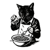 Cat Cook Noodles Illustration