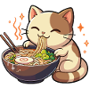 Cat with noodles ramen kawaii cat