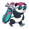Lustiger Panda-Golfer-Cartoon Cooles Golftier
