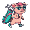 Funny Pig Golfer Cartoon Cool Golf Animal